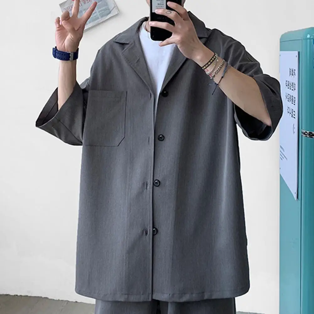 

Two Pieces Men Coat Shorts Suit Solid Color Loose Design Two Pieces Trendy Men Coat Shorts Suit Trendy Men Coat Shorts Suit 2021