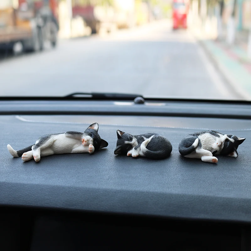 Модель кошки в положении сна модель котенка питомец из смолы милая Автомобильная