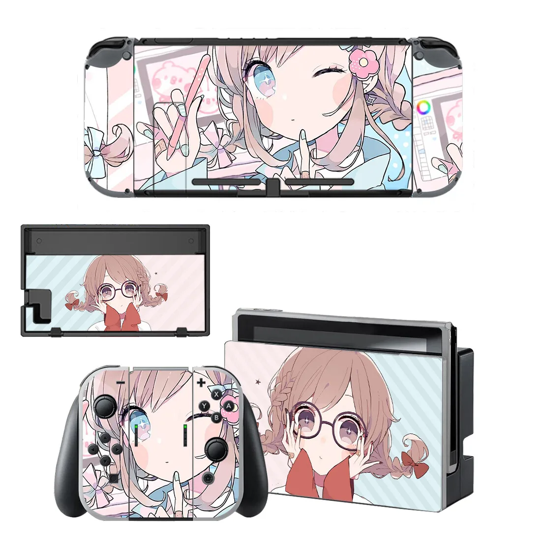 Anime Kawaii Girl Nintendo Switch Skin Sticker NintendoSwitch stickers skins for Nintend Switch Console and Joy-Con Controller