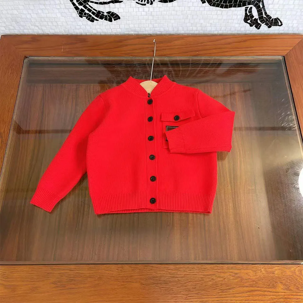 

Брендовый дизайнерский Детский свитер, пальто для девочек на осень и зиму, новое красное теплое пальто для маленьких девочек с длинными рук...