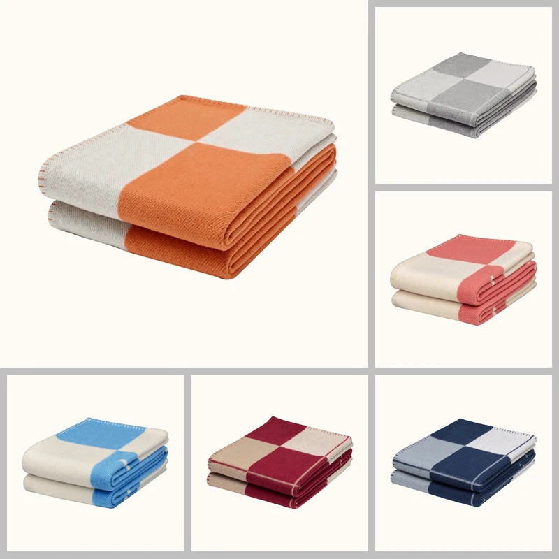 

Light Luxury Shawl Cashmere Design H Blanket Wool Yarn Crochet Wool Decorative Lattice Letter Bed Blanket Winter Warm Blanket