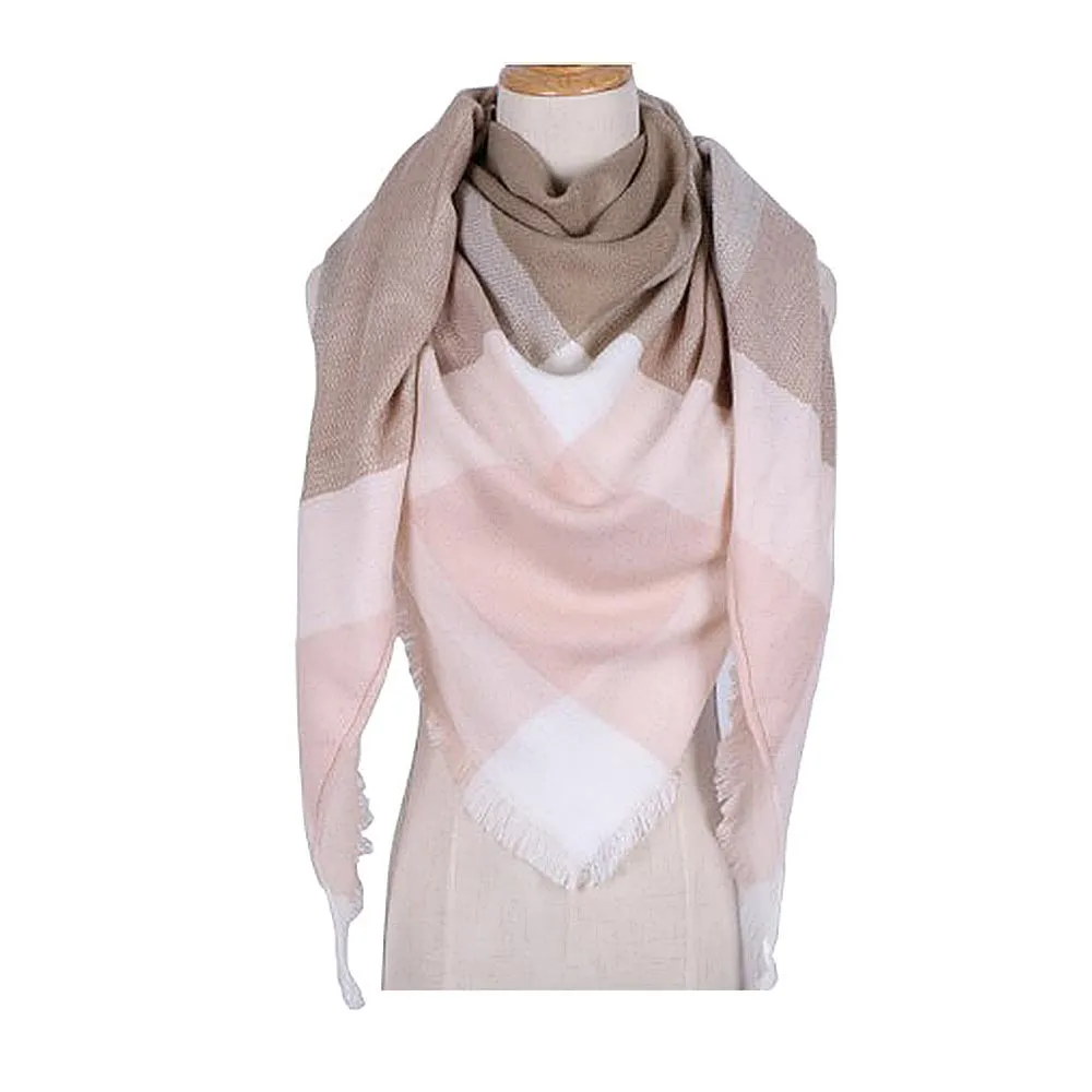 

2019 New Spring Winter Triangle Scarf For Women Retro Plaid Fashion Warm Cashmere Scarves Female Shawls Wraps Blanket
