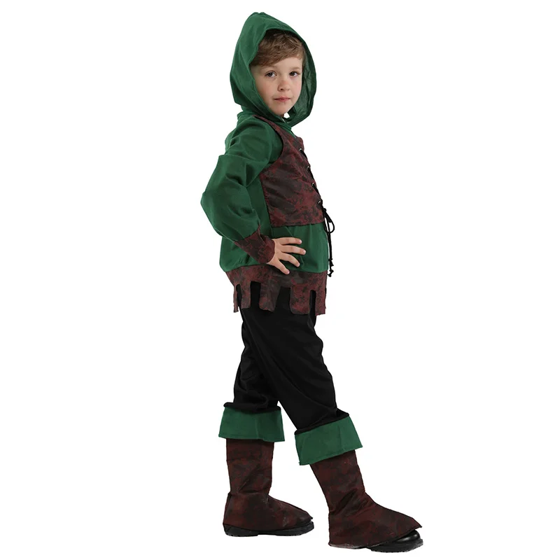 Детский средневековый костюм Archer Hunter Robin Hood для мальчиков на Хэллоуин Пурим