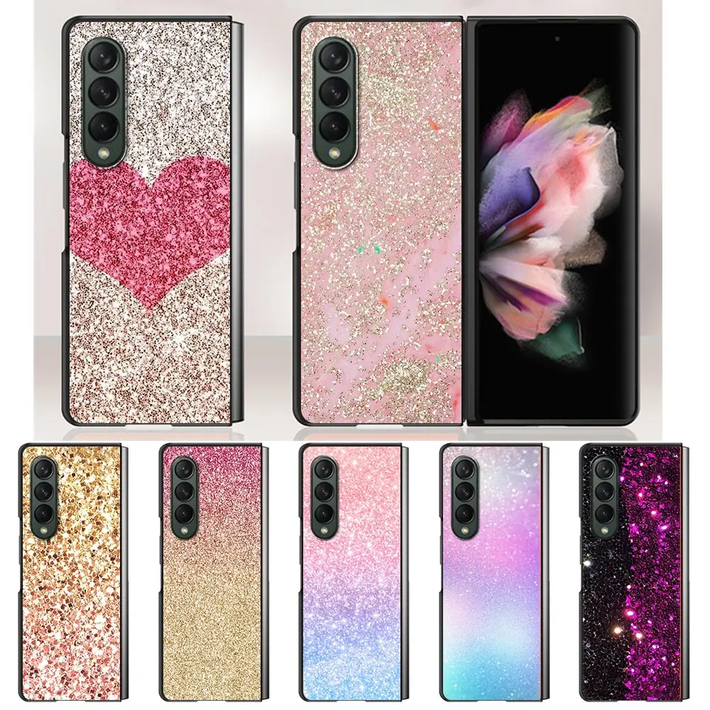 

Bling Pink Glitter Shining Case For Samsung Galaxy Z Fold3 5G Ultra-thin anti-drop Cover For Galaxy Z Fold 3 Hard Slim Shell