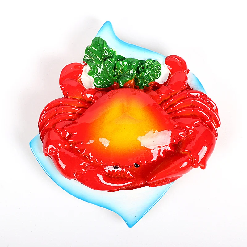 crab Bionic food refrigerator magnetic paste milk pan egg bread tomato refrigerator paste message stick magnet button home decoration - Color: crab
