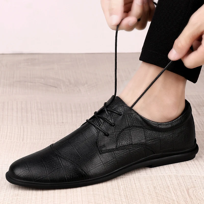 

Туфли мужские из натуральной кожи на шнуровке, удобные стильные деловые оксфорды в итальянском стиле для мужчин
