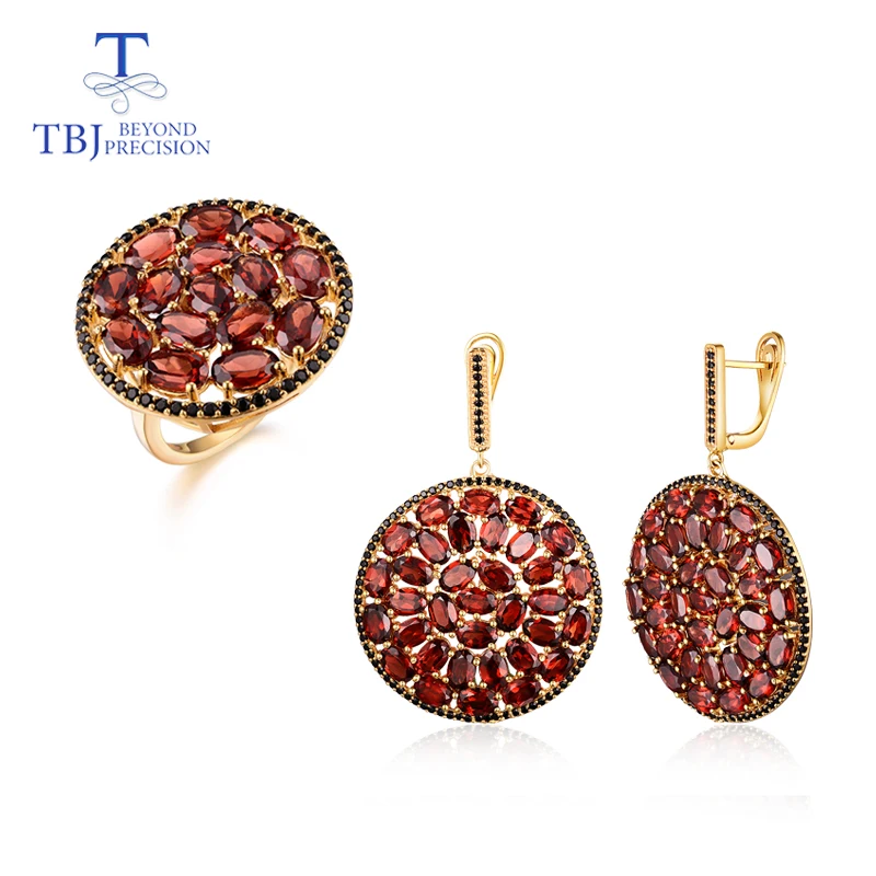 Натуральный Гранатовый камень большой размер ювелирный набор из серебра 925 пробы