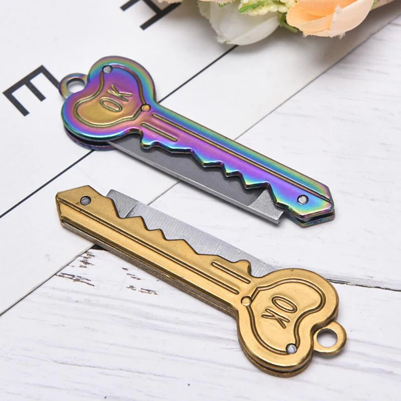 Knife Mini Open kit gadget Keychain Fold Pocket Keyring Ring Box Package Outdoor Tool Camp Key Opener Survive Blade | Безопасность и
