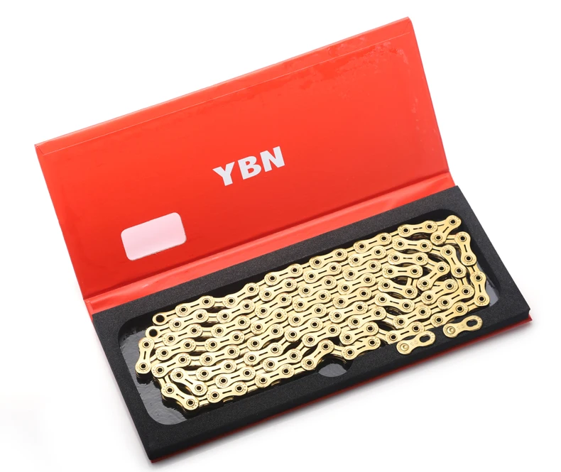 YBN цепь полый 10 скоростей цепь SLA-101-TIG золотой велосипед Горный шоссейный велосипед 10 переменный Сверхлегкий 248 г 116 звеньев в коробке