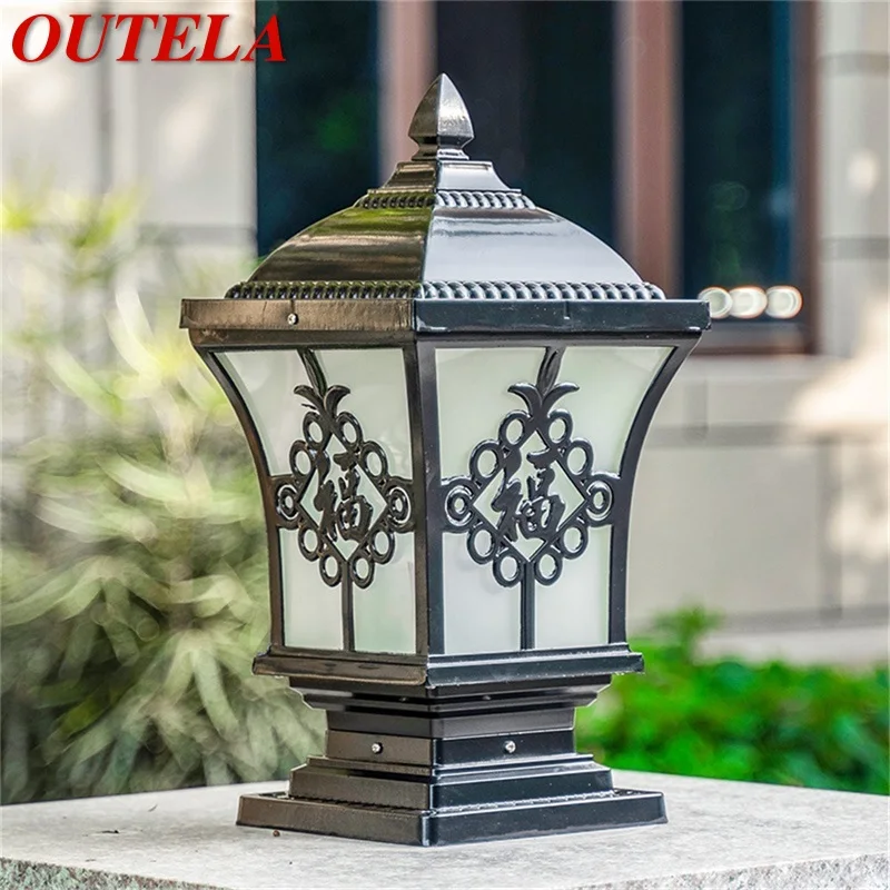 

OUTELA Outdoor Classical Post Light Retro Waterproof Pillar LED Wall Lamp Fixtures for Home Garden
