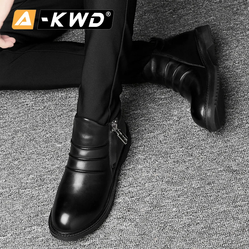 Модные деловые туфли на молнии повседневная обувь с высоким верхом мужская из