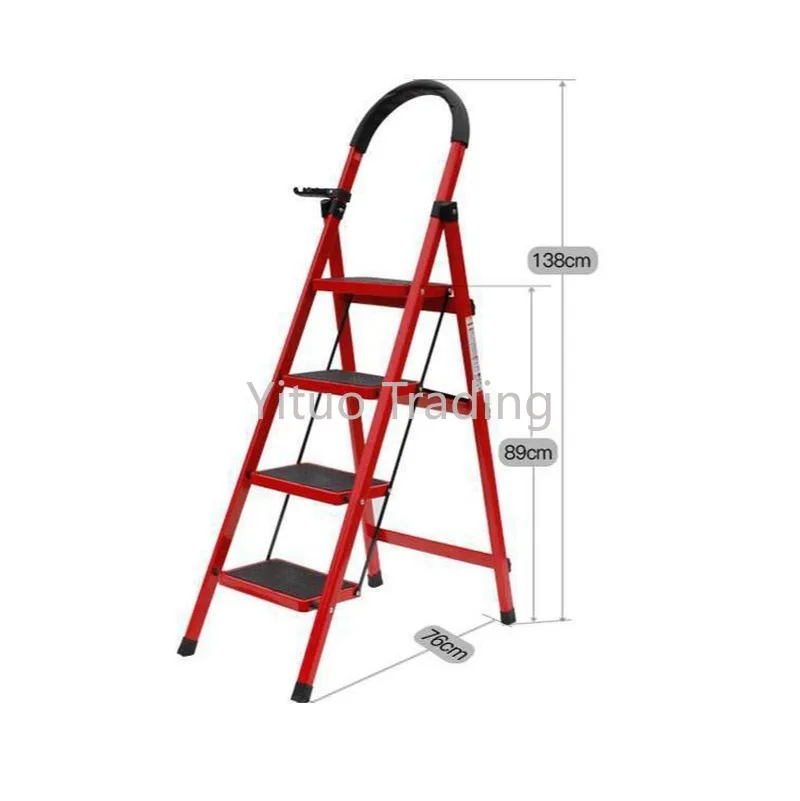 Складная односторонняя лестница домашняя утолщенная стальная труба в елочку из