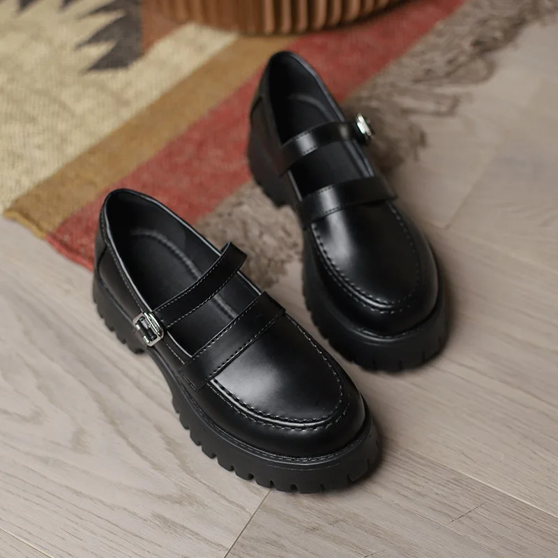 

2021 Костюмные туфли с котятами увеличивающие рост туфли на толстом каблуке в стиле колледжа туфли с ремешком Мэри Джейн Монк z731