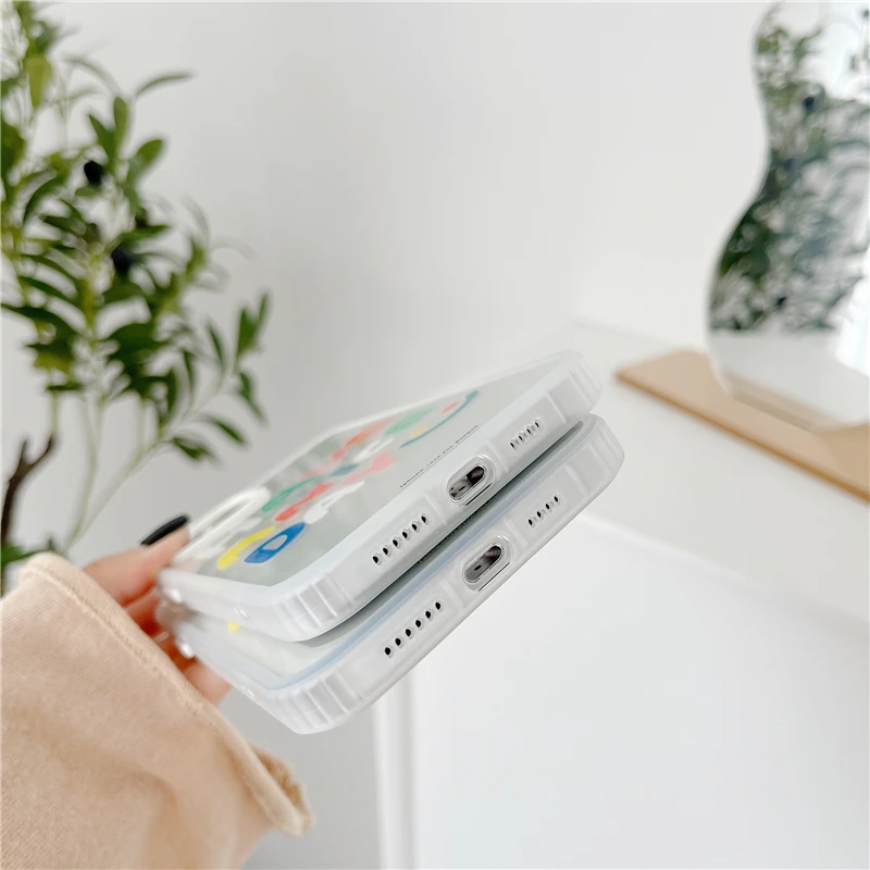 

color letter Smiley phone protection case For iPhone 12 11 pro Max x xs max XR 7 8 Plus Luxury have a nice day transparent Cover