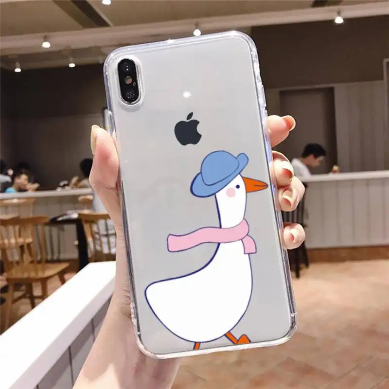 

Funny Creative Animal Duck Phone Case Transparent soft For iphone 5 5s 5c se 6 6s 7 8 11 12 plus mini x xs xr pro max