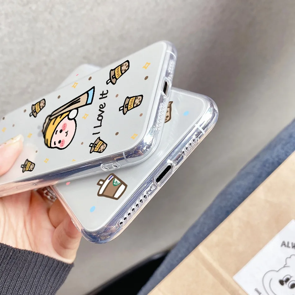 Чехол для Samsung A51 A71 A50 A30 A70 с милым мультипликационным принтом Boba Milk Tea Girl чехол A41