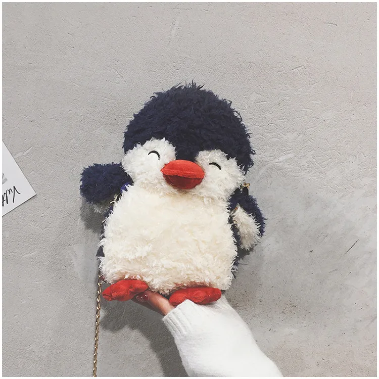 

Kawaii Cute Lolita Bag Cartoon Plush Chain Female Cute Penguin Korean Shoulder Messenger Bag Lolita Anime Accessories
