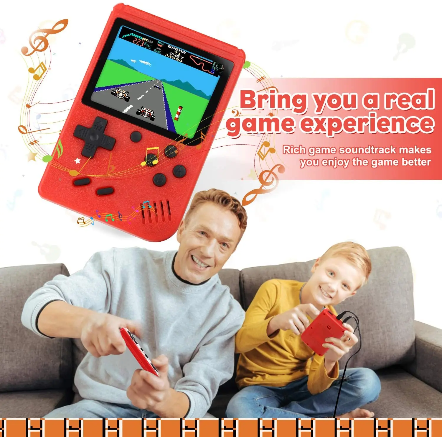 Portable Retro Video Game Console Handheld 2 Players Gamepad 400 in 1 Games Player for Christmas | Электроника