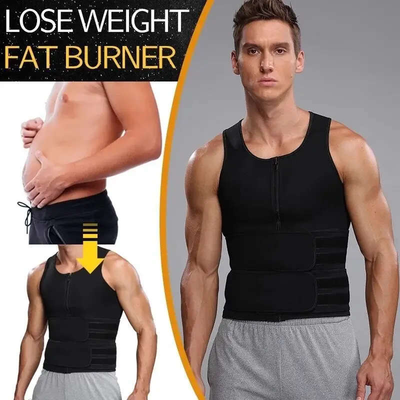 Men's Workout Tank Tops Shapewear Waist Trainer Fitness Slimming Underwear Weight Loss Sauna Suit Sweat Vest body shaper faja