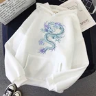 Прохладный Дракон размера плюс с принтом Толстовка для женщин негабаритных топы с капюшоном пуловеры повседневные толстовки harajuku в Корейском стиле; Одежда для детей