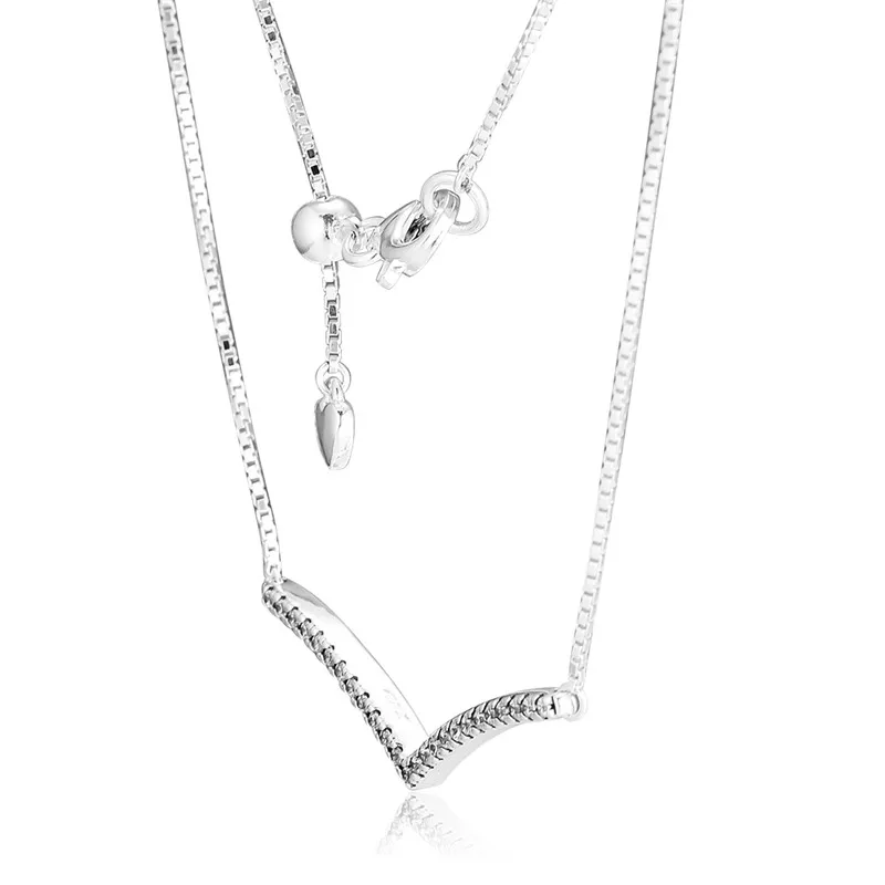 

Shimmering Wish Choker Necklace Clear CZ Fashion Pendant Necklaces for Women 925 Sterling Silver Necklaces Femme Collier Jewelry