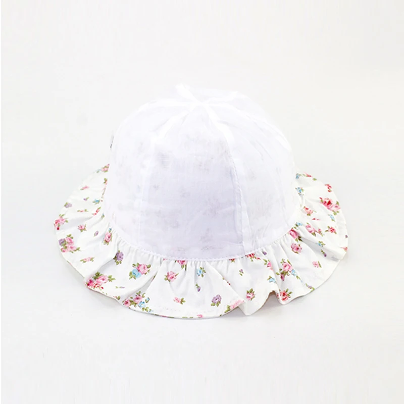 

Summer Hat Girl Pink Kid Sun Beach Bucket Hat Flowers String Cap Outdoor Accessory For Baby Toddlers