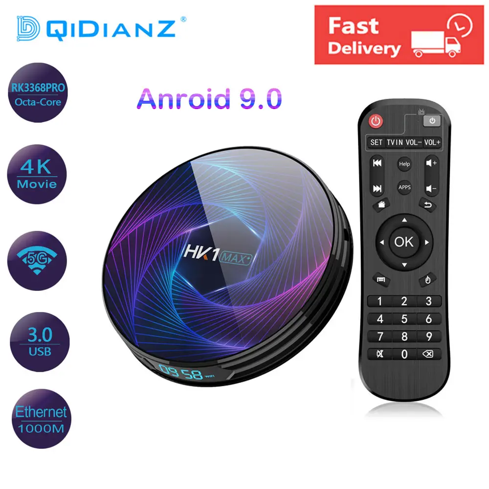 Предпродажа Смарт ТВ приставка HK1MAX Plus Android 9 0 2 4G и 5G Wifi 4GB 128GB 4K UHD Youtube Netflix