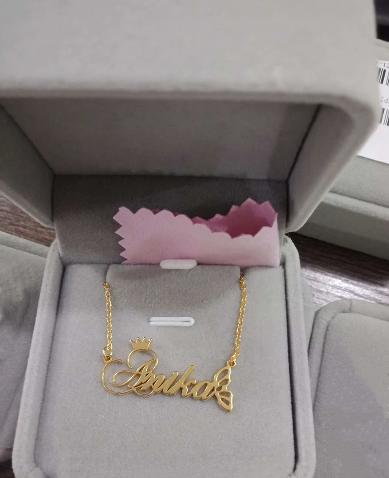 Ожерелье с именем короны из нержавеющей стали золотого цвета подвеской-бабочкой