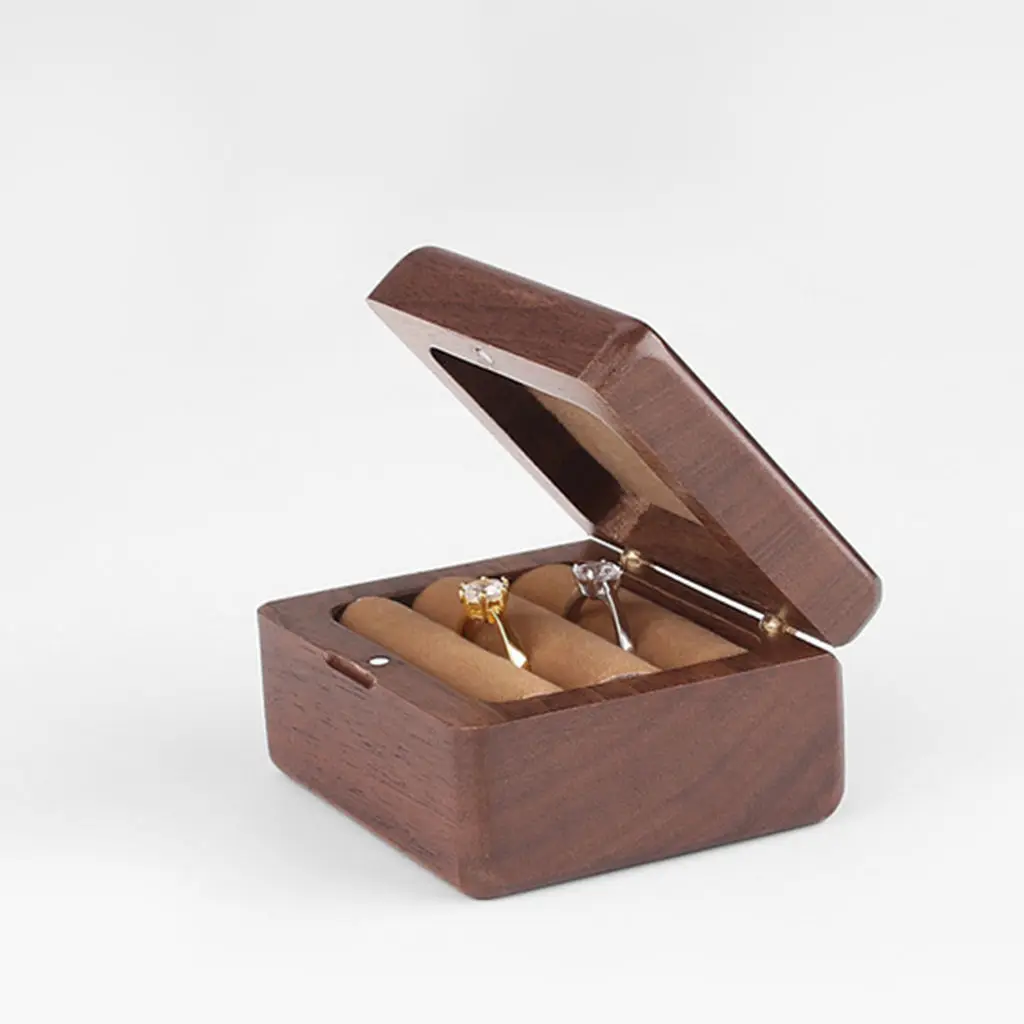 

Wood Double Rings Box Storage - Wooden Box for Engagement Rings, Promise Rings &