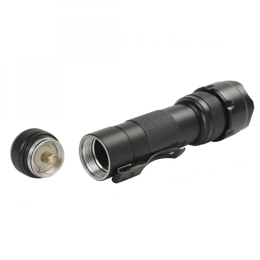 Светодиодный светильник фонарь T6 с 5 режимами фокусировки черный 18650 для