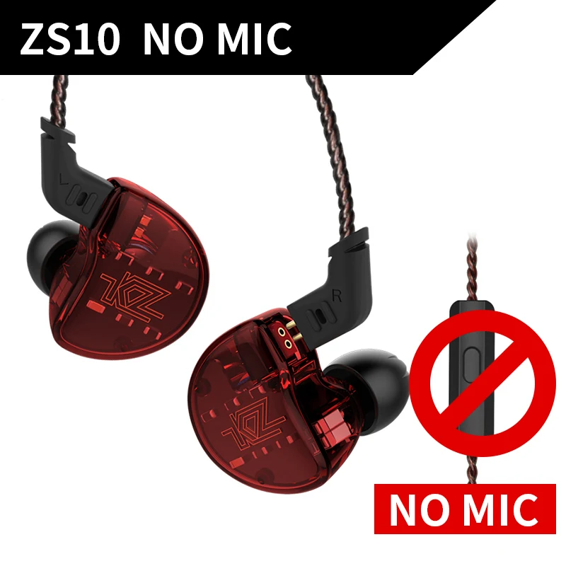 Red Nomic KZ ZS10 наушники 4BA+ 1DD динамические арматурные наушники HiFi бас гарнитура шумоподавление в ухо Мониторы гибридные наушники - Цвет: Red Nomic