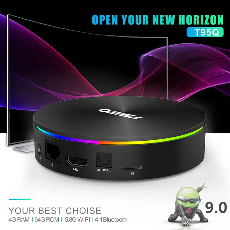 HAAYOT 2020 T95Q 4 Гб 64 четырехъядерный Android 9 0 ТВ приставка Bluetooth 1 4K Smart TV 2 + 5 8 ГГц двойной