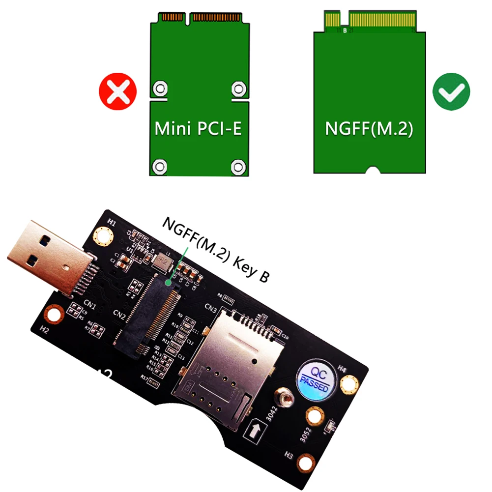 NGFF M.2 Key B to USB 3.0 Adapter Expansion Card with SIM 8pin Slot for WWAN/LTE 3G/4G/5G Module Support 3042/3052 SSD | Компьютеры и