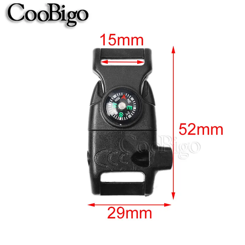 10pcs Black 5/8&quotCompass Whistle Buckle Scraper Parachute 550 Cord Paracord Bracelet Project Outdoor Backpack Camp Survival Kits | Дом и
