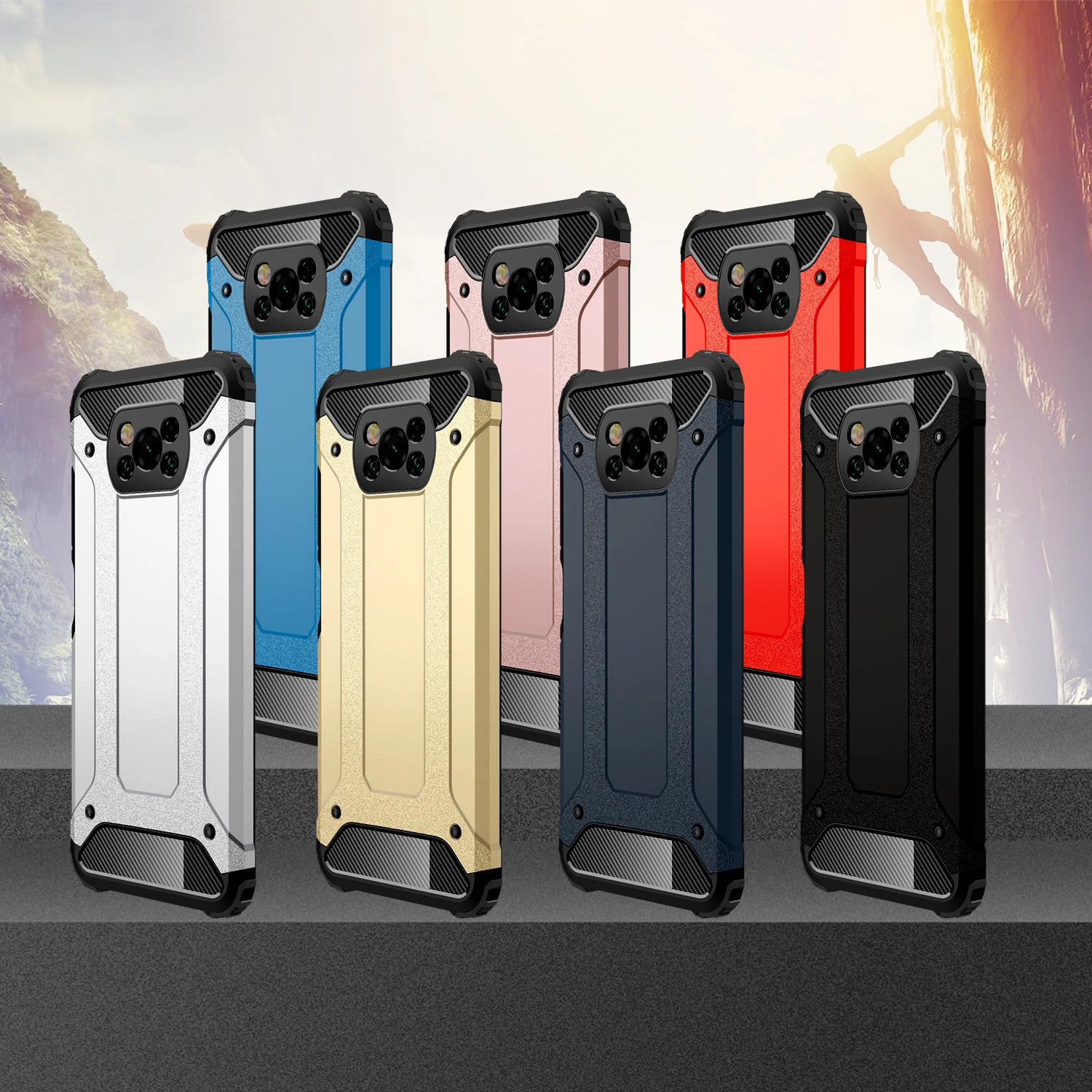 

Fashion Heavy Rugged Armor Shockproof Phone Case For Xiaomi Pocophone X3 NFC PRO Simple Anti Fall Colors Protection Case Cover