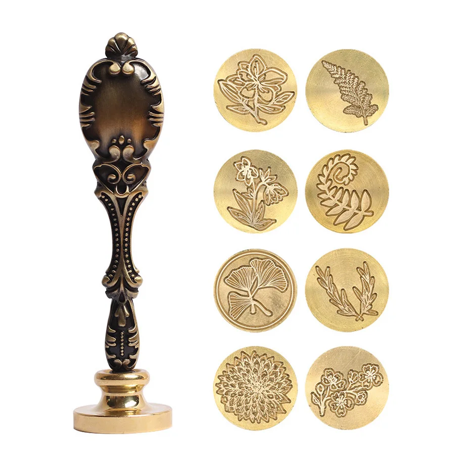 Античная растения металлическое уплотнительное набор восковых печатей с дерева
