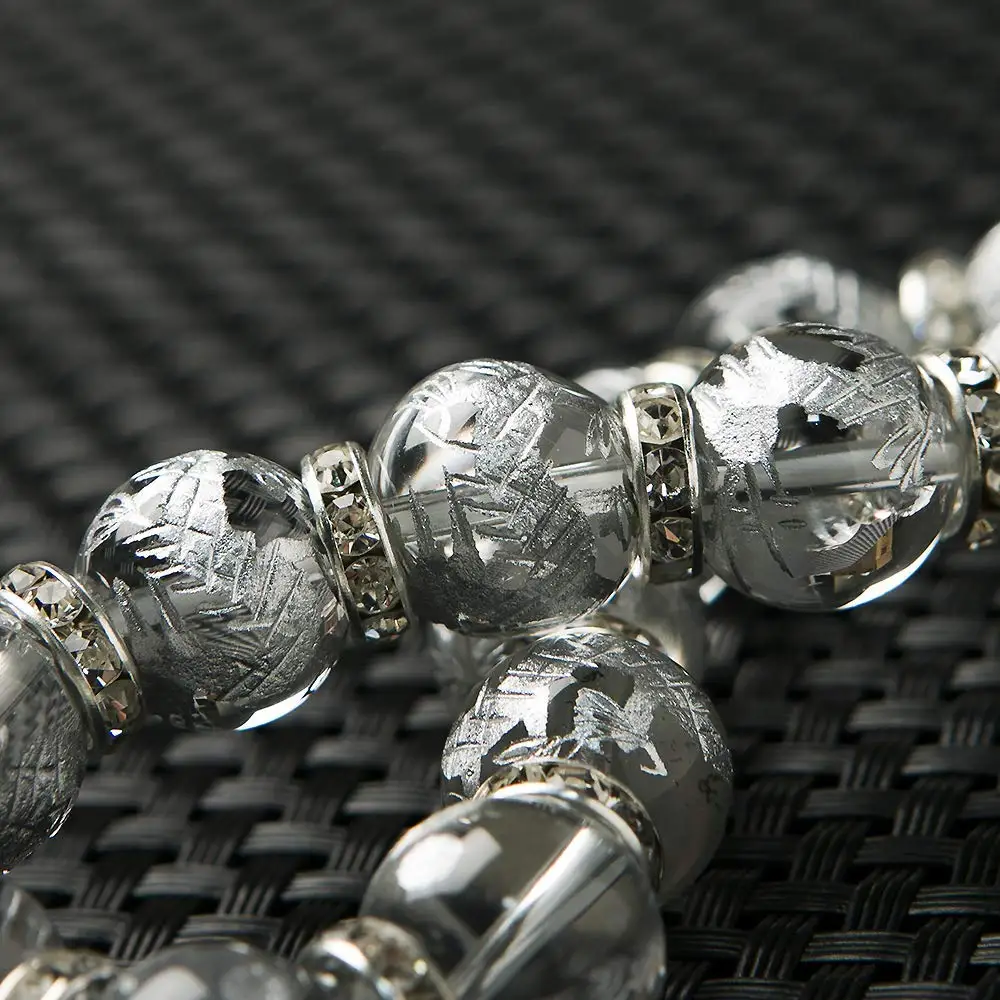 

Natural White Quartz Silver Dragon Carved Clear Round Beads Bracelet 10-14mm Gemstone Crystal Women Men Jewelry AAAAA