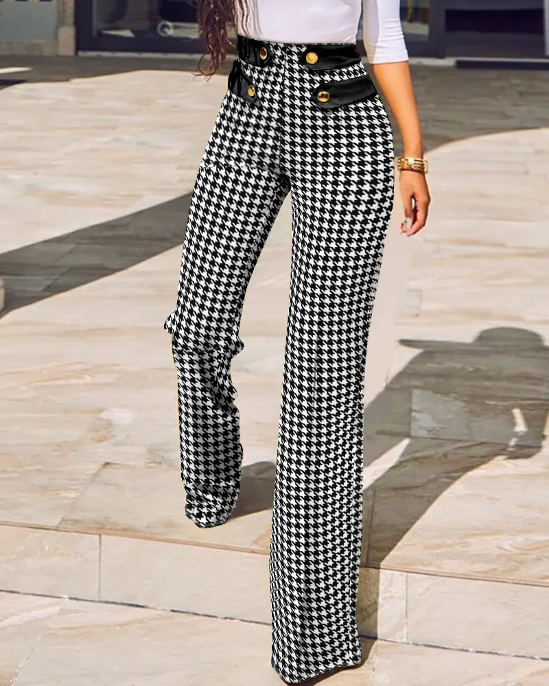 

Donsignet Fashion New High Waist Package Hips Wide Leg Pants Women Office Lady Knitted Womens Pants