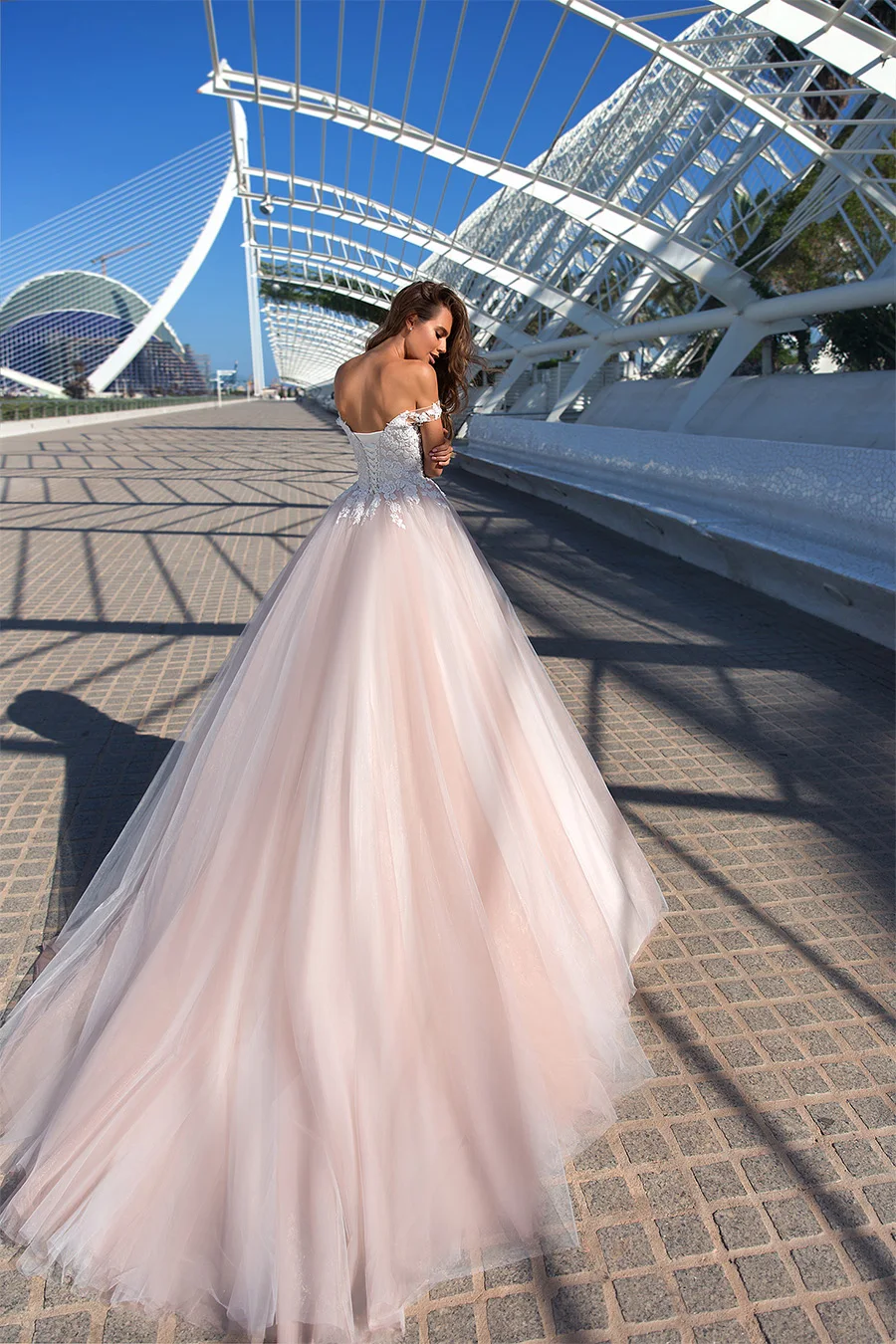 ADLN элегантные Розовые Свадебные платья abito da sposa с открытыми плечами корсет свадебное платье с аппликацией цвета слоновой кости платье невесты из тюля
