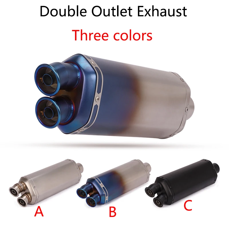 

51mm Universal Motorcycle Double Exhaust Muffler For Benelli Trk 502x Ttm duke 125 crf 230 er6n zx10r gy6 nc750x gsxs 750