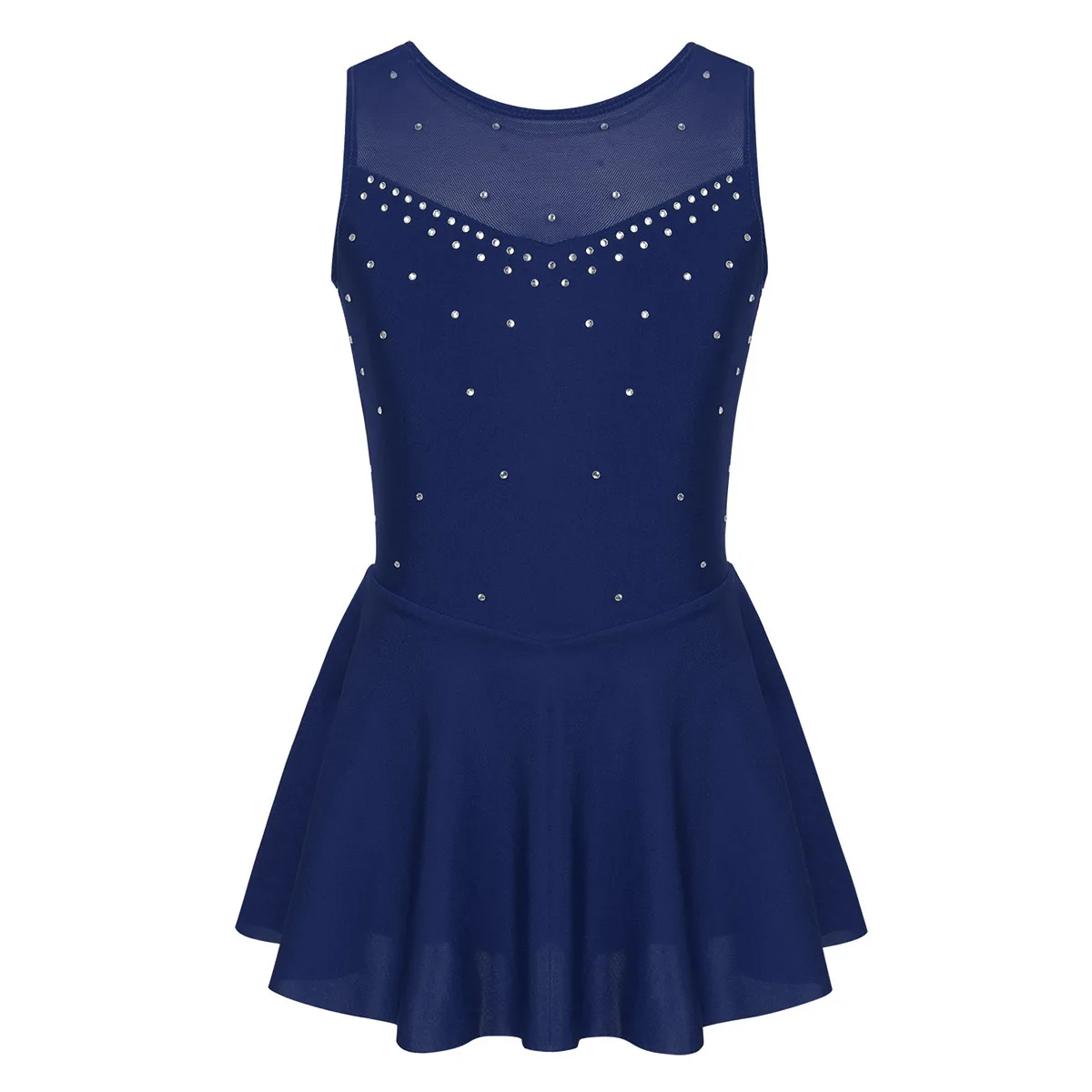 Navy Blue Детское платье для фигурного катания для девочек юбки для конькобежцев для соревнований, для девочек, для детей, для гимнастики, сцены, балета, фатиновое платье-пачка - Цвет: Navy Blue