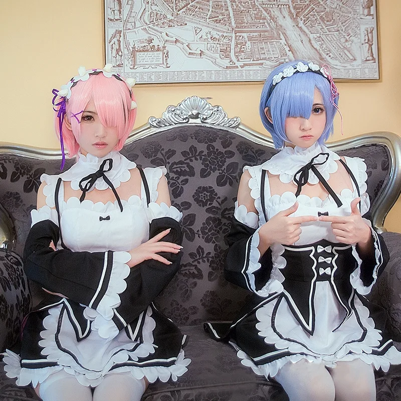 

Life In A Different World From Zero Rem Ram Cosplay Costume Maid Outfit Dress Halloween Costumes Woman Wig Headwear Accessories