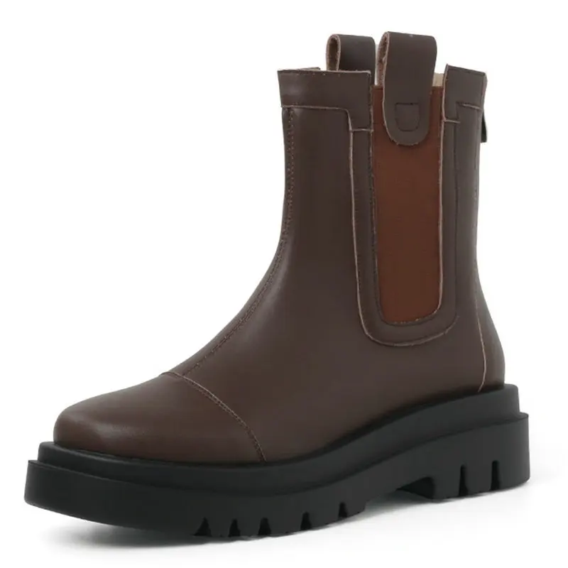 

Round Toe Thick high Heels Women Ankle Boots Classic Genuine Leather Autumn Winter ladies boots Concise Casual Shoes Woman