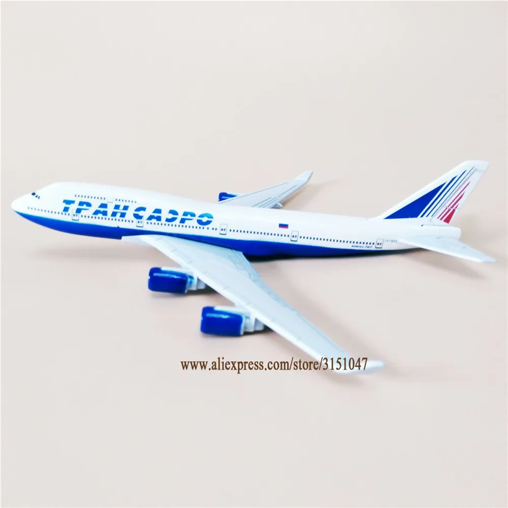 Модель самолета из металлического сплава 16 см авиакомпании Transaero B747 модель Боинг