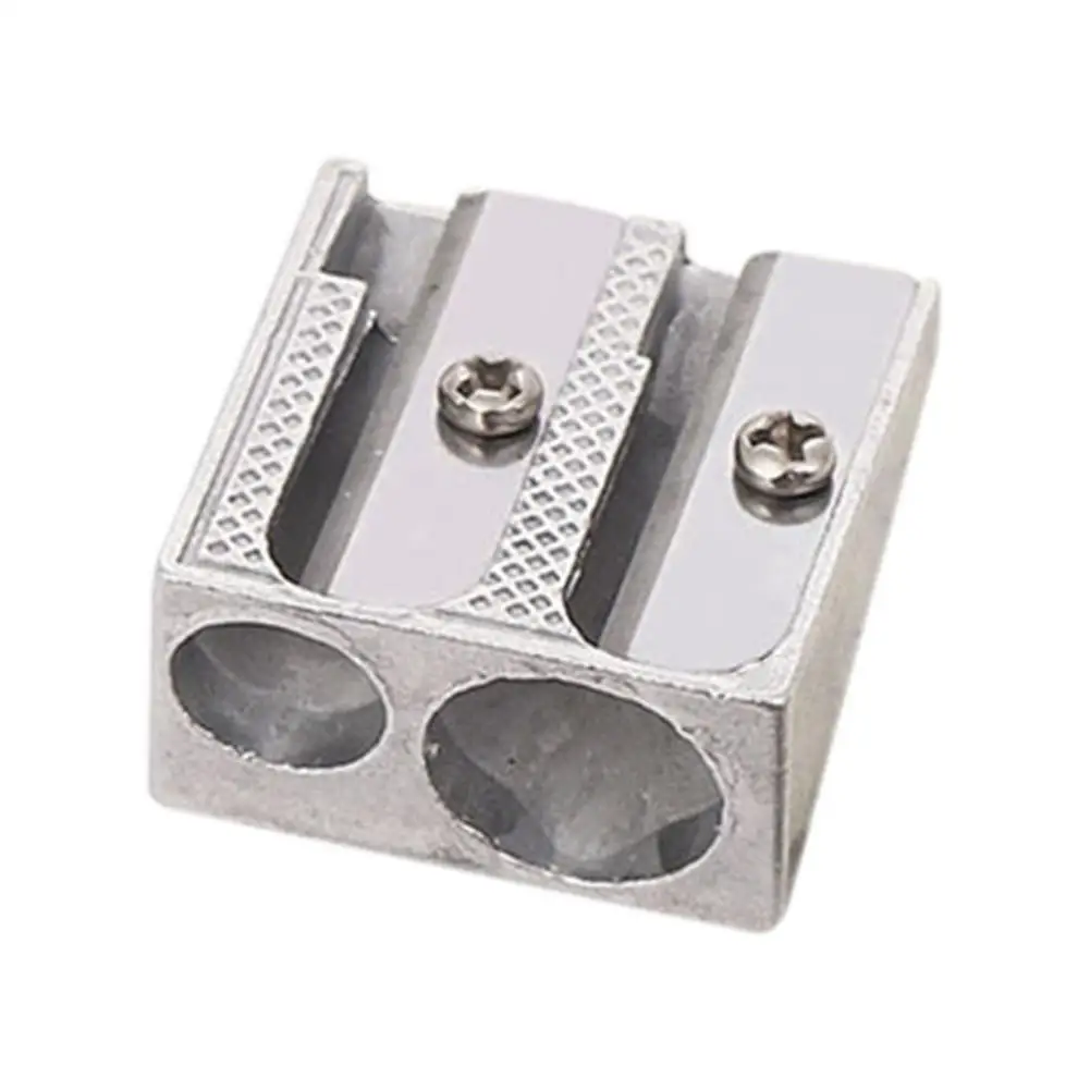12PCS Dual Hole Pencil Sharpener Aluminum Alloy Pencil Sharpener Manual Metal Sharpener Stationary Accessory For School Stude