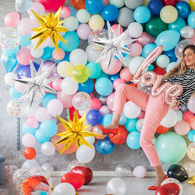 

12pcs/set Water Drop Foil Balloons DIY Explosion Star Balloon for Kids Birthday Party Decoration Wedding Anniversary Supplies