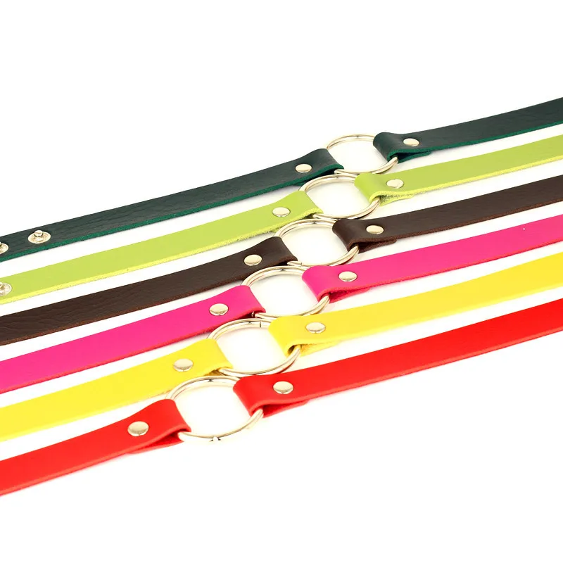 

Women Men Charm Punk Round Leather Collar Choker Necklace New Fashion Adjustable Neck Buckle Necklaces Jewelry Accessories