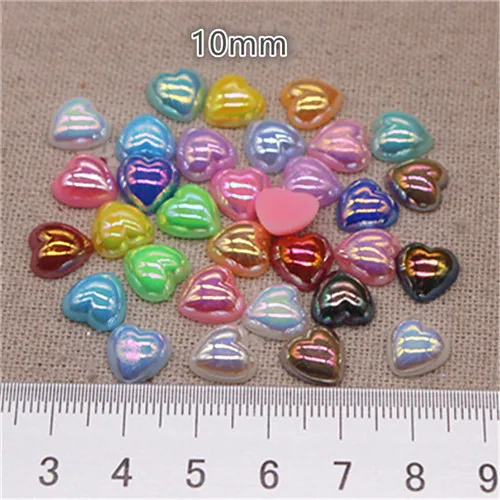 mix colors AB 100 шт 10 мм Блестящий AB сердце форма из смолы ABS имитация жемчуга бусины DIY Дизайн ногтей/чехол для телефона/ювелирные изделия аксессуары - Цвет: mix colors AB