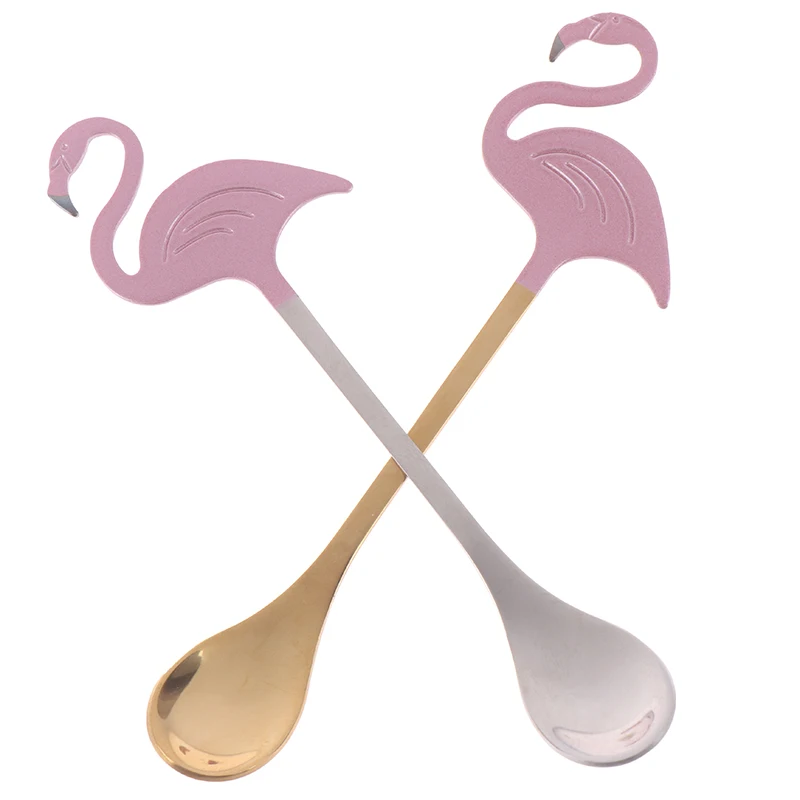 

Stainless Steel Flamingo Coffee Tea Stirring Spoon Meal Soup Cake Jelly Dessert Ice Cream Scoop Gift Kitchen Bar Tableware