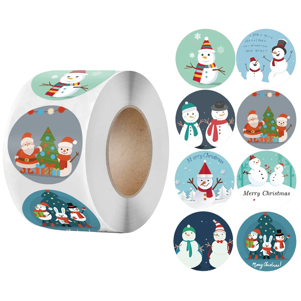 

500 Pcs Merry Christmas Stickers Cute Santa Snowman Label Stickers for Christmas Party Gift Decoration Envelope Sealing Labels